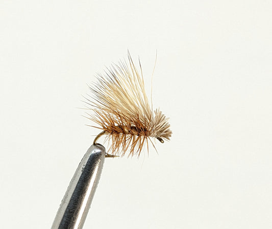 Elk Hair Caddis Tan Fly fishing fly. Dry, subsurface and nymph flies for anglers and fisherman. All the flies you need for sale online. Flies to buy online. Online fly fishing supplies. Catch fish with flies from Frontier Flies.