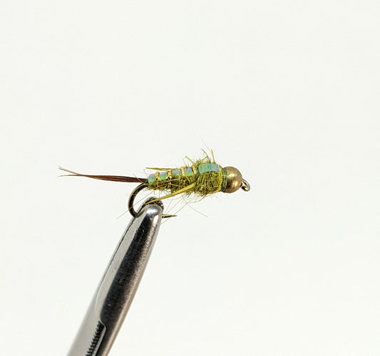 Evil Weevil Bead Head Olive  Fly fishing fly. Dry, subsurface and nymph flies for anglers and fisherman. All the flies you need for sale online. Flies to buy online. Online fly fishing supplies. Catch fish with flies from Frontier Flies.