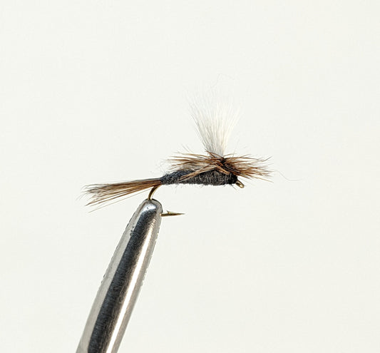 Adams Parachute Fly fishing fly. Dry, subsurface and nymph flies for anglers and fisherman. All the flies you need for sale online. Flies to buy online. Online fly fishing supplies. Catch fish with flies from Frontier Flies.