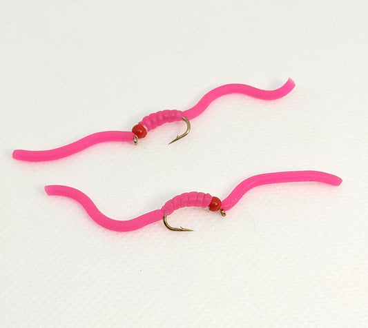 Squirmy Worm Bead Head Pink Fly fishing fly. Dry, subsurface and nymph flies for anglers and fisherman. All the flies you need for sale online. Flies to buy online. Online fly fishing supplies. Catch fish with flies from Frontier Flies.