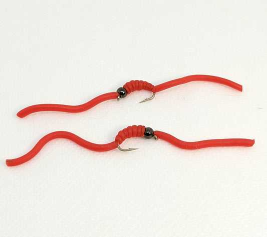 Squirmy Worm Bead Head Red Fly fishing fly. Dry, subsurface and nymph flies for anglers and fisherman. All the flies you need for sale online. Flies to buy online. Online fly fishing supplies. Catch fish with flies from Frontier Flies.