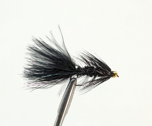 Woolly Bugger Bead Head Black Fly fishing fly. Dry, subsurface and nymph flies for anglers and fisherman. All the flies you need for sale online. Flies to buy online. Online fly fishing supplies. Catch fish with flies from Frontier Flies.